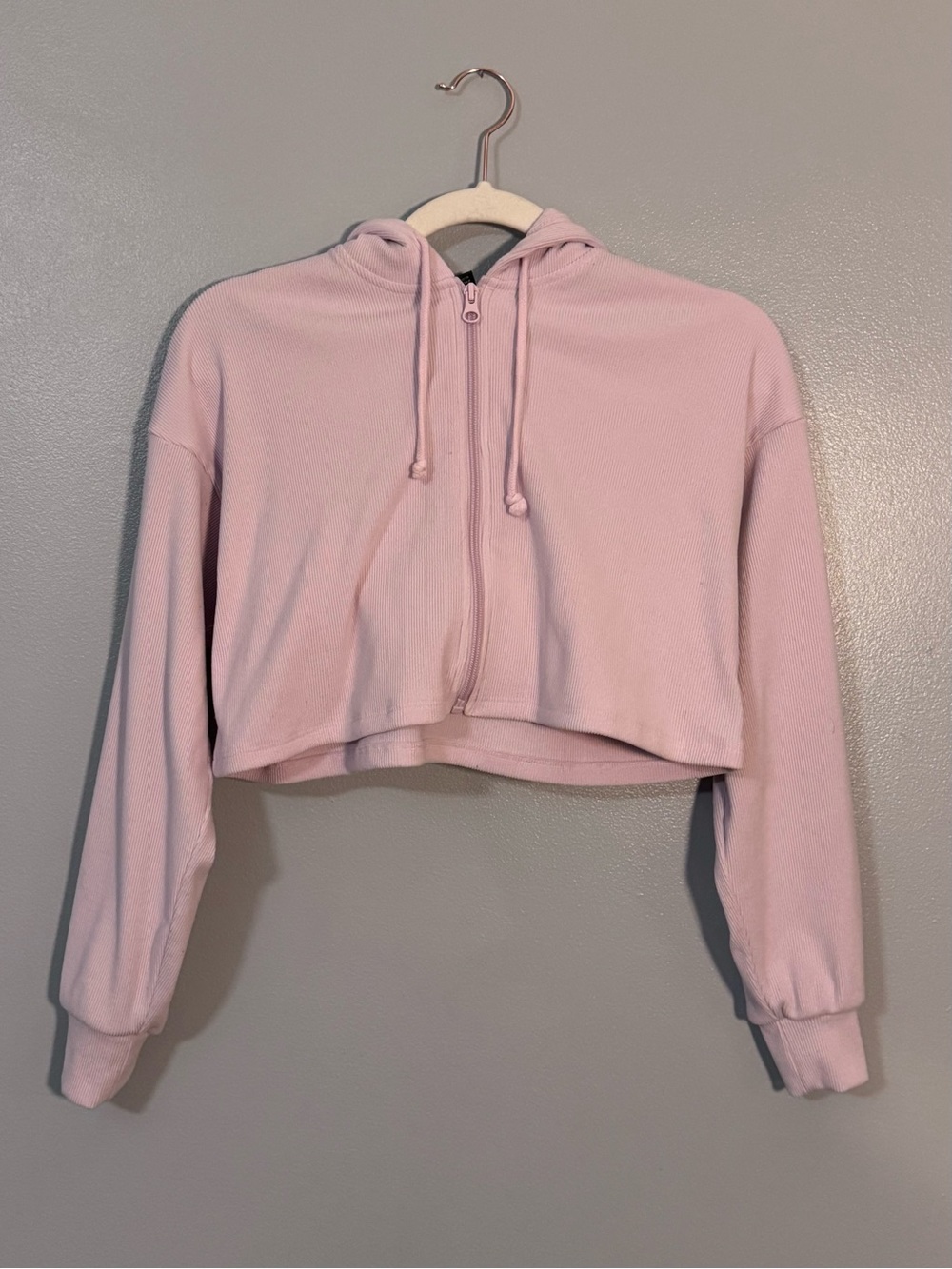 wild fable Light Pink Cropped Zip-Up Hoodie